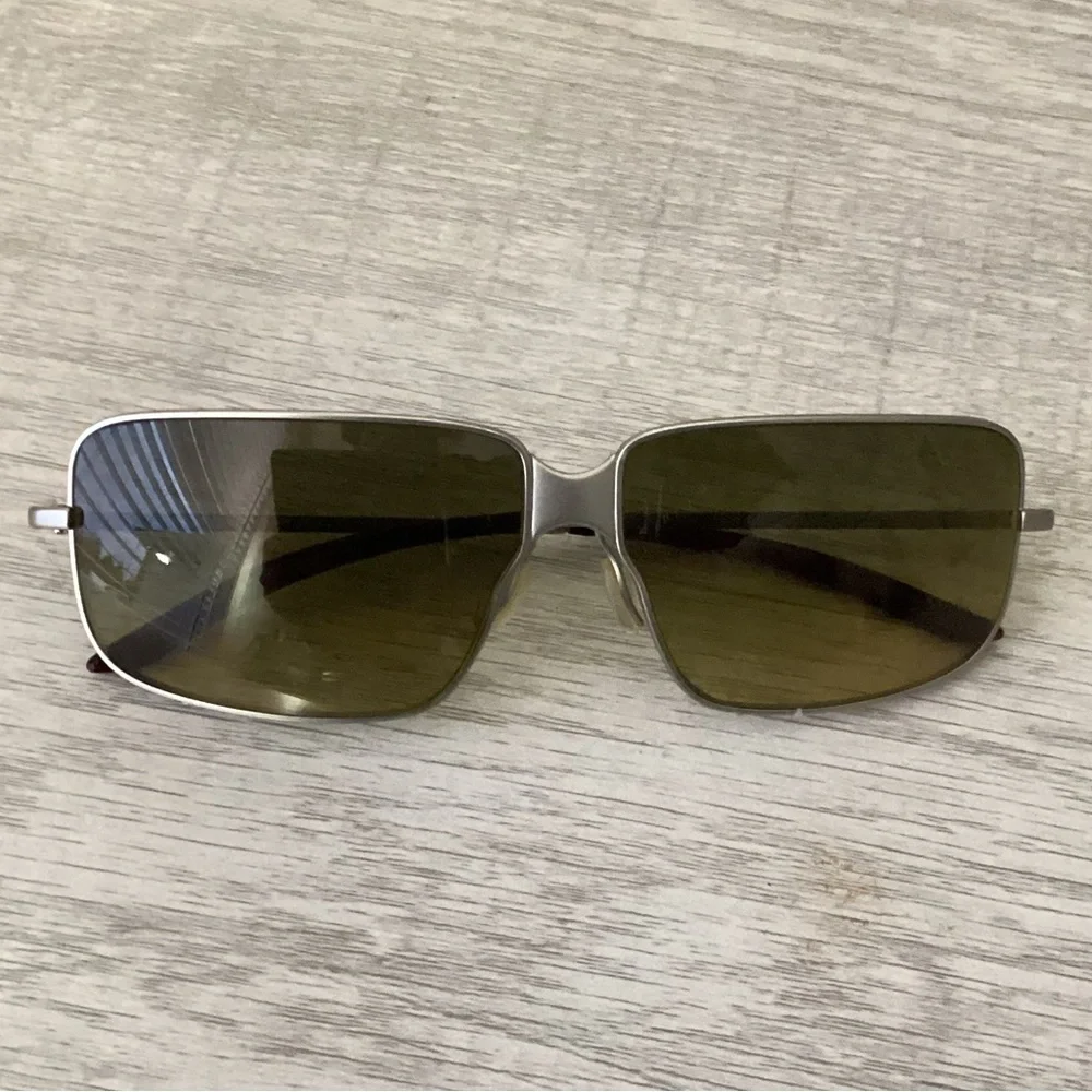 Y2K Prada Silver Rectangle Frame SPR 63B Logo Designer Sunglasses Frames Italy
